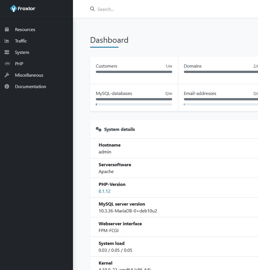 froxlor Servermanagement Panel